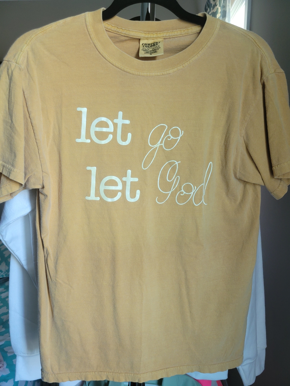 Comfort Colors "let go let God" Short Sleeve Tee in Mustard Yellow